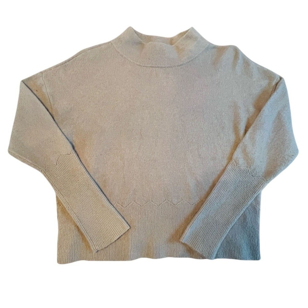 Vineyard Vines Mock Neck Sweater Womens Medium Gray Wool Blend Relaxed Knit Top